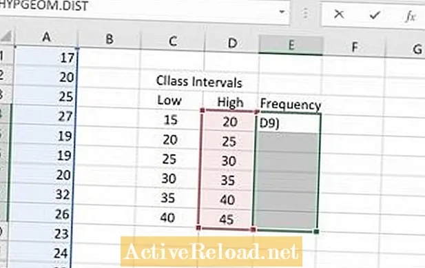 Tabulka distribuce frekvence v aplikaci Excel