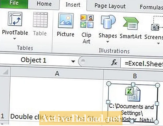 როგორ ჩავსვათ ფაილი, როგორც ობიექტი, Microsoft Excel სამუშაო ფურცელში
