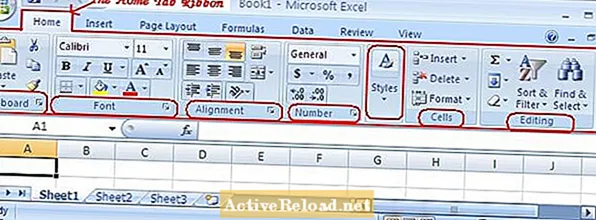 Tab Trang chủ của Microsoft Excel 2007