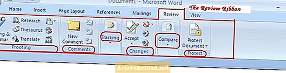 Notaðu flipann Review fyrir Microsoft Office Word 2007