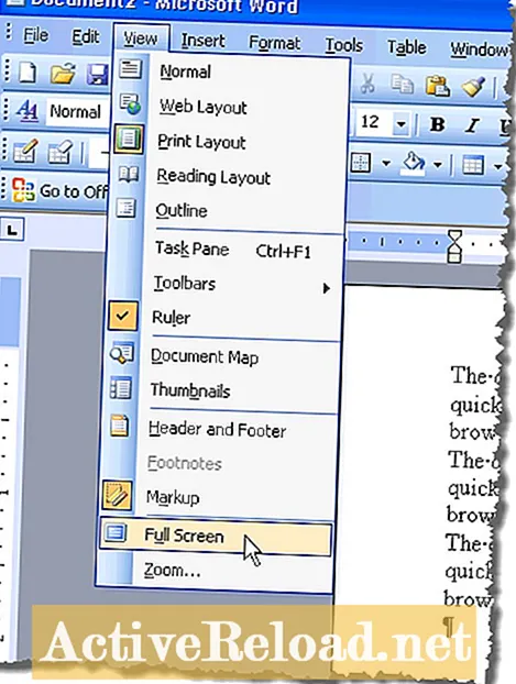 Προβολή μενού στο MS Word 2003